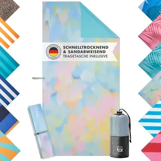 Blumtal Strandtuch XXL aus Mikrofaser - kompaktes und schnelltrocknendes Handtuch/Strandhandtuch 90x180 - Stranddecke sandfrei mit Band - Badetücher - Mikrofaser Strandtuch mit Aquarell-Muster