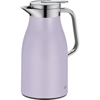 alfi SKYLINE 1,0l, pastel lavendel, Edelstahl-Isolierkanne mit hygienischem Hartglaseinsatz, Drehverschluss mit bequemer Drucktaste, ergonomischer Griff, ideal als Kaffeekanne, Teekanne, BPA-frei