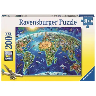 Ravensburger Kinderpuzzle - 12722 Große, weite Welt - Puzzle-Weltkarte für Kinder ab 8 Jahren, mit 200 Teilen im XXL-Format