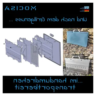 Edelstahl Koffergrill | Feuerstelle | Campinggrill | Outdoor BBQ | Angelgrill | Spießgrill | zerlegbar - Silber