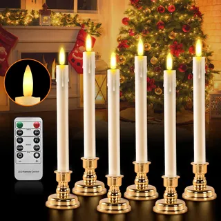 RaceGT LED Kerzen Mit Flackernder Flamme - 6 Stück Echtwachskerzen, Elektrische Stumpenkerzen Mit Timer, Batterie Und Fernbedienung für Weihnachtsdeko, Wohnzimmer, Geburtstag, Tisch Deko