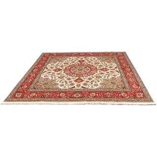 morgenland Orientteppich »Perser - Täbriz - Royal quadratisch - 203 x 200 cm - beige«, quadratisch, 7 mm Höhe, Wohnzimmer, Handgeknüpft, Einzelstück mit Zertifikat, beige