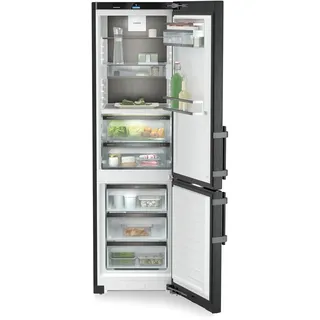 Liebherr Kühl-Gefrier-Kombination , Schwarz , Metall, Glas , 3 Schublade(n),2 Schublade(n) Schubladen , 59.7x201.5x67.5 cm , LED-Innenbeleuchtung, elektronische Temperaturregelung, Warneinrichtung bei geöffneter Tür, No-Frost, Warneinrichtung bei Temperaturanstieg, Temperaturanzeige, Super-Kühlen, Super-Gefrieren, Urlaubsschaltung, Türanschlag wechselbar , Küchen, Küchenelektrogeräte, Kühlschränke & Gefrierschränke, Kühl- & Gefrierkombination