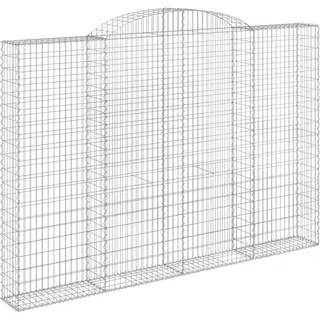 vidaXL Gabione mit Hochbogen 300x30x200/220 cm Verzinktes Eisen - Silber