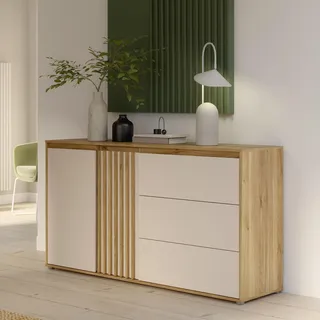 Forte Sideboard 159,3 x 84,9 x 41,5 cm Mauvella Eiche Holzdekor / Kashmir Beige