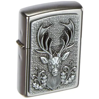 Zippo Deer Emblem - Satin Finish Feuerzeug, Chrom, Silber, 5.8 x 3.8 x 2 cm, 5.8 x 3.8 x 2.0 cm
