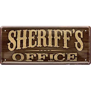 WOGEKA ART Retro Blechschild - Sheriff's Office Western Wild West - witziger Spruch als Geschenk-Idee zum Geburtstag Weihnachten zur Dekoration 28x12 cm Vintage-Design aus Metall 1193
