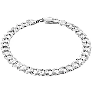 Herren-Silber-Kettenarmband – italienisches Panzerkettenarmband – 925er Sterlingsilber 8 mm Panzerkette Armband für Männer – Länge 18 cm, 19 cm, 20 cm, 21 cm, 22 cm, 23 cm, 18 cm, Silber (18 Cm)