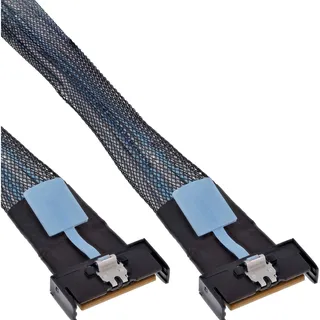 InLine MCIO Kabel 0,5 m, PCIe 5.0 Highspeed Datenkabel mit MCIO x8 Stecker (74-Pin) beidseitig, SAS & Ethernet kompatibel, schwarz, 27661A