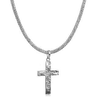 KUZZOI Herren Kreuz Oxidiert Massiv 925 Sterling Silber Ketten