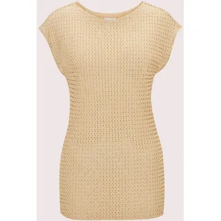 Kurzarmshirt MADELEINE "Ajour-Top Sommerliches Oberteil mit Charme", Damen, Gr. 48, grau (kiesel), Obermaterial: 98% Polyester PES. 2% Elasthan EL., Modern, Shirts Kurzarmshirt