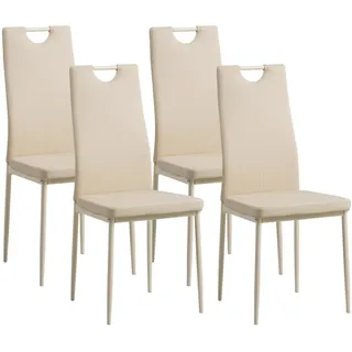 Albatros Esszimmerstühle SALERNO 4er Set, Beige - Edles Italienisches Design, Polsterstuhl Kunstleder-Bezug, Modern und Stilvoll am Esstisch - Beige