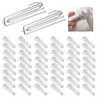 Gardinenhaken Metall, Edelstahl, 4 Zinken, 50 Stück | Pinch Vorhang Falte Haken, Faltenhaken, Für Gardinen und Vorhangringe, Für Schienen
