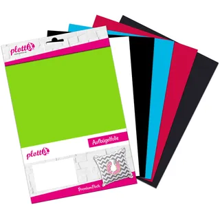 plottiX PremiumFlock Aufbügelfolie farbsortiert Flock-Folie 20,0 x 30,0 cm, 6 St.