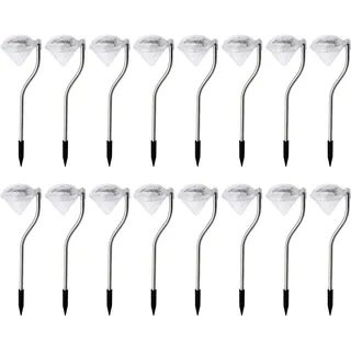16x LED Solar Gartenleuchte Diamant Solarleuchte Edelstahl Solarlicht Gartendeko