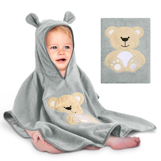 Yosemy Kapuzenhandtuch Baby - Oeko TEX - Baby Handtuch Kapuze 100% Baumwolle Badeponcho Kinder Babyhandtuch mit Kapuze Weich & Super Saugfähig 0-3 Jahre-Bär