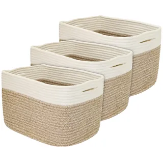 HMF Aufbewahrungskorb mit versteckten Griffen 37,5 x 25 x 22,5 cm Weiß-Braun