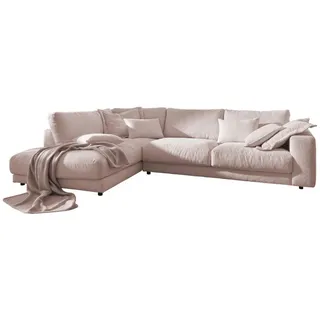 KAWOLA Ecksofa Madeline Cord Recamiere links rosa