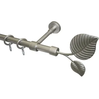 GARESA Gardinenstange LEAF, Ø 20 mm, 1-läufig, Wunschmaßlänge, mit Bohren, verschraubt, Kunststoff, Metall, Vorhanggarnitur, verlängerbar, Wandmontage, mit Ringe weiß Ø 20 mm x 180 cm