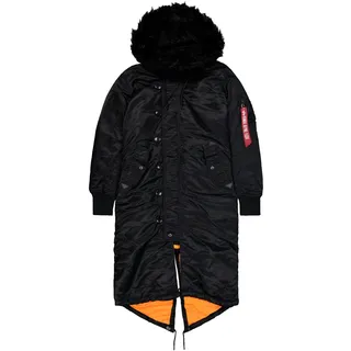 Alpha Industries Long Fishtail Jacke - Black - M