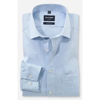Langarmhemd OLYMP "Luxor modern fit", Herren, Gr. 38, N-Gr, blau (bleu), Obermaterial: 100% Baumwolle, kariert, Hemden Langarmhemd