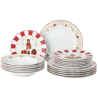 Hutschenreuther Weihnachten "Christmas Love" Set 18-teilig, Tellerset bestehend aus: 6 x Teller 22 cm "Christmas Love red", 6 x Teller 27 cm flach; 6 x Teller 23 cm tief