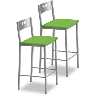 ASTIMESA Zwei Hocker für die Küche, 60 cm, Kunstleder, Grün (TAB60VE)