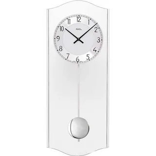 AMS Pendeluhr modern Aluminium-Zifferring - AMS Modell: 7478 - Silber