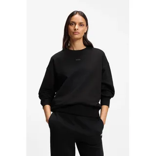 Sweatshirt BOSS ORANGE "Eteia Premium Damenmode", Damen, Gr. XS, schwarz (schwarz 001), Strick, Obermaterial: 100% Baumwolle, unifarben, oversize, Rundhals, Bündchen, Sweatshirts Sweatshirt, oversized, Rundhals, mit BOSS Logo