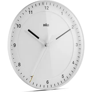 Braun Klassische Quarz-Wanduhr in Weiß / präzises Leisegangwerk / Sekundenzeiger mit Floating-Effekt (ohne Ticken) / gehärtetes Glas / 30 cm - Weiß