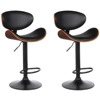 vente-unique Barhocker Schwarz Leder, 46x111x49.5 cm, Esszimmer, Barmöbel, Barhocker