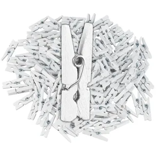 Relaxdays Mini Holzklammern 400er Set, weiß