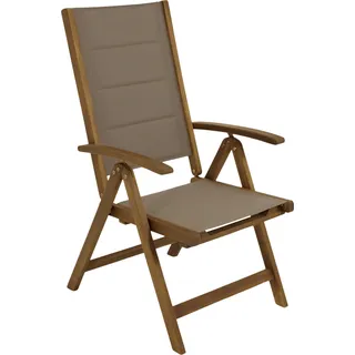 DEGAMO Gartenstuhl Gartensessel BOLIVAR Akazie + Kunstgewebe graubraun, klappbar - Braun, Grau