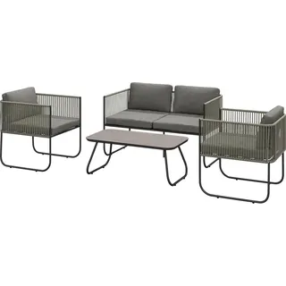 Gartenmöbel Set aus Polyrattan Lounge-Set mit Sofa Sessel Tisch Kissen wetterfest Sitzgruppe für 4 Personen Balkonmöbel Set Gartenlounge Terrassenmöbel für Garten Balkon Braun+Dunkelgrau |