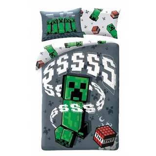 Minecraft Creeper und TNT Baumwolle 140 x 200 cm + 70 x 90 cm