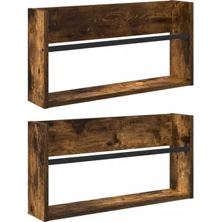 vidaXL Magazinregal mit Regal 2 pcs Geräucherte Eiche 60 x 12 x 30 cm - Braun