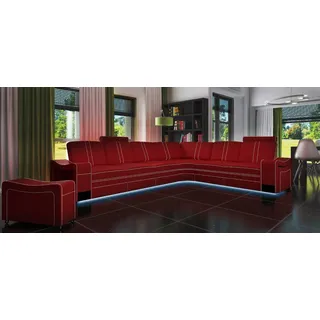 LEDERSOFA XXL WOHNLANDSCHAFT GARNITUR LEDER ECKCOUCH GARNITUR mit USB POLSTER