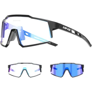 KAPVOE Selbsttönende Fahrradbrille für Herren Damen, TR90 Sportsonnenbrille mit UV400 und rutschfestem Sitz für Rennrad, MTB, Gravel & Laufen, K9022