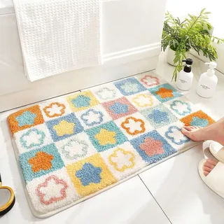 Molesun Niedlicher Badteppich Badematte für Badezimmer Rutschhemmender Weicher Badteppich für Duschen Niedlich Plüsch Mikrofaser Super-saugstark Plüschteppich für 40x60cm