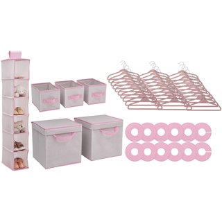 Delta Children Kinderzimmer-Aufbewahrungs-Set, 48-teilig, einfache Aufbewahrung/Organisationslösung, hält Schlafzimmer, Kinderzimmer und Schrank sauber, Infinity Pink