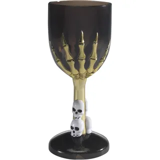 Smiffys Halloween! Smiffys Gothic-Weinglas, Schwarz, mit Skeletthandstiel