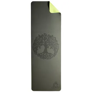 Berk Yogamatte TPE ecofriendly - Baum des Lebens dunkel grün, hell grün
