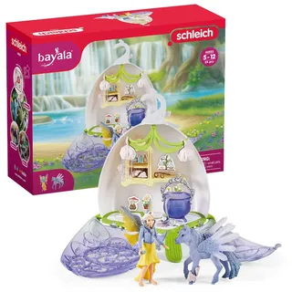 SCHLEICH BAYALA 42523 Elfentierklinik-Blüte - Magisches Spielhaus Fee und Einhorn Tierarzt Spielset, 14-Teiliges Figuren Einhorn Spielzeug von 5-12 Jahre