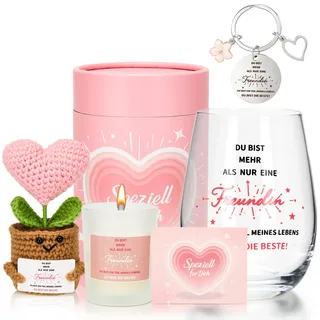 Geschenke für Freundin Frauen - DU BIST DIE BESTE! 18oz Weingläser Set Jahrestag Geburtstag Dankeschön Geschenke, Personalisierte Geschenken Weinglas mit Gravur für Frauen Kollege Mama (540ml)