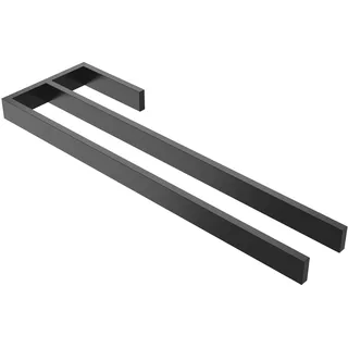 kalb | Handtuchhalter Jörn mit Zwei Stangen für Waschtisch, schwarz, Aluminium, Länge: 400mm, Höhe: 25mm, Tiefe: 120mm