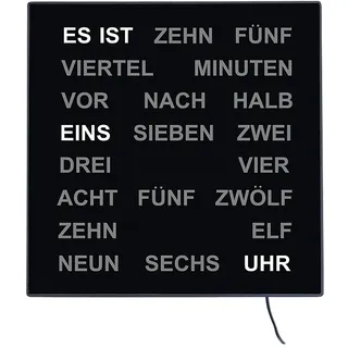 AMS - 01-1235 - Wand-/Tischuhr - Wortuhr - deutsch - Schwarz
