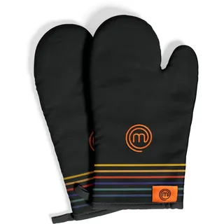 Masterchef Topflappen Handschuh Ofenhandschuhe Hitzebestaendig, 100% Baumwolle, Backofenhandschuhe Perfekt zum Kochen, Backen, mit Aufhängeschlaufe & Gesticktes Logo, Multicolor