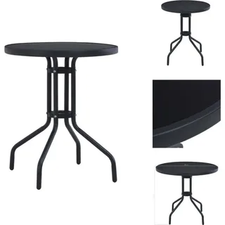 vidaXL Gartentisch Schwarz 80 cm Stahl und Glas - Gartentische - Schwarz