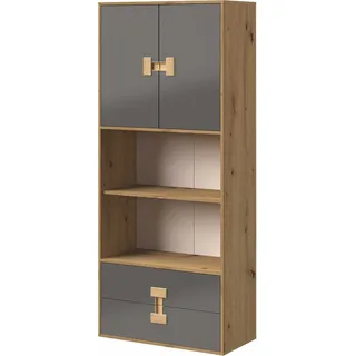 Kaiser Möbel Kinderschränke Jugendzimmer Kinderzimmer Regal 80/191/40 cm INDEX Grau/Eiche - Grau
