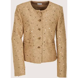 Jackenblazer MADELEINE "Kurzblazer Glanzblazer mit Pailletten", Damen, Gr. 48, beige (berber), Obermaterial: 100% Polyester PES., Modern, Blazer Jackenblazer, mit Pailletten